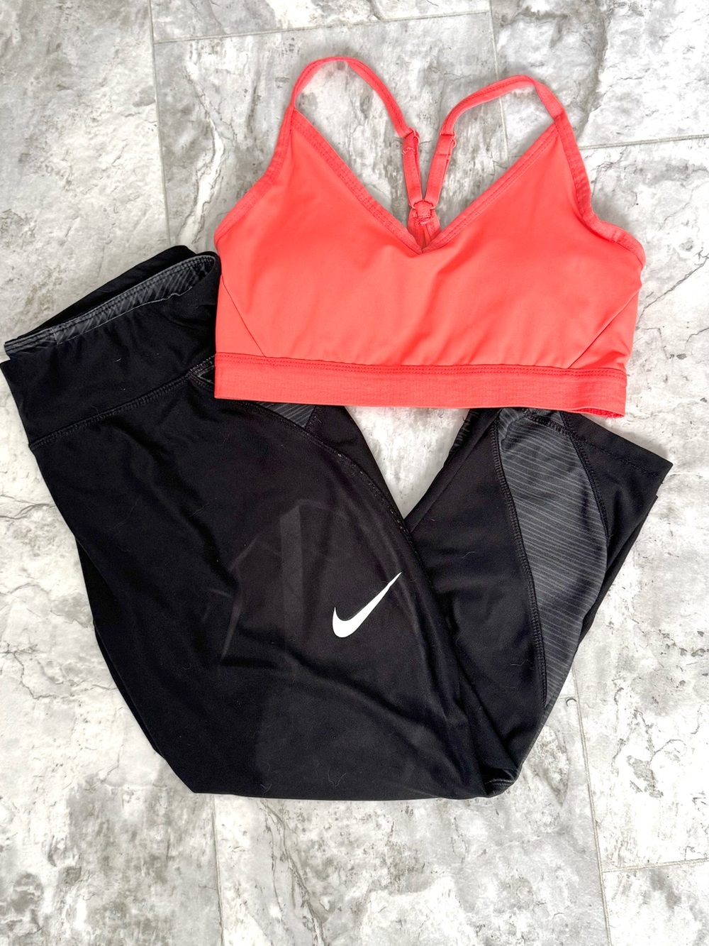 Nike Black Leggings with Coral Sports Bra